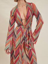 Beach Resort – Midi-Cardigan mit Glockenärmeln und geometrischem Print